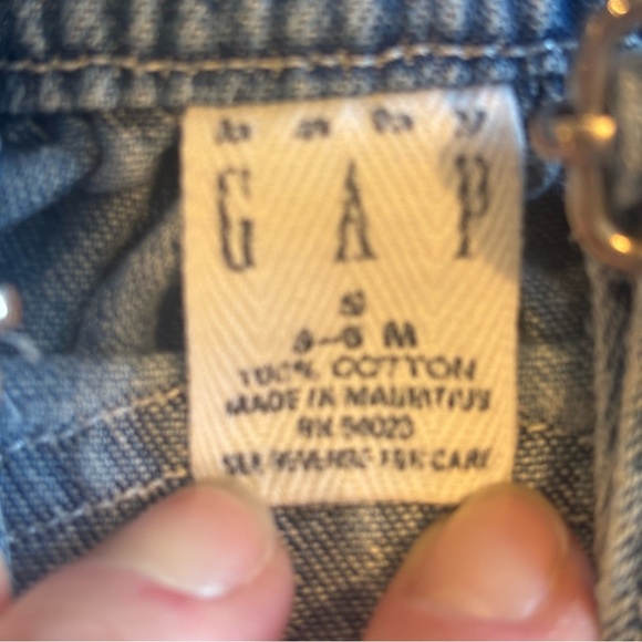 VINTAGE 90s Y2K Baby Gap Blue Jeans 100% Cotton Denim Overalls Dress 3 - 6M - Picture 6 of 10